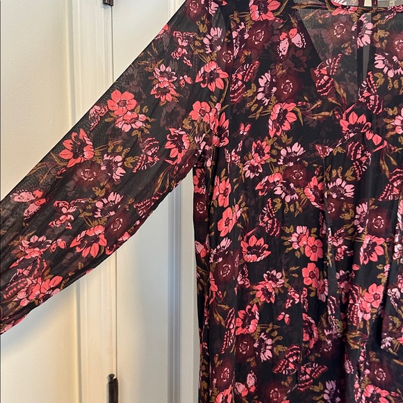 NWOT Ecru Floral Printed Silk Long Sleeve Dress size M - Picture 5 of 13